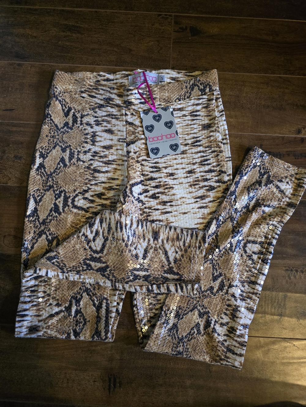 Boohoo Sequin Snake-Print Leggings